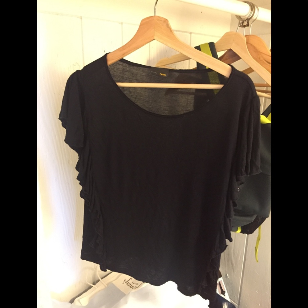 Fendi black ruffle shirt